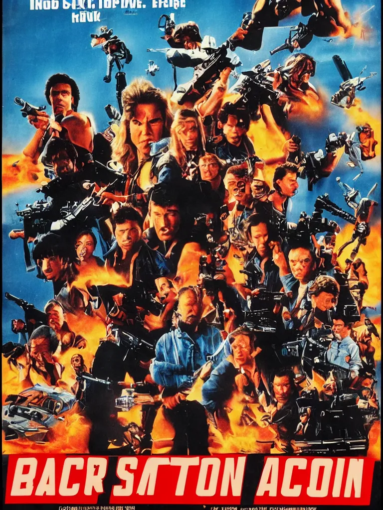 Image similar to 80s action movie poster