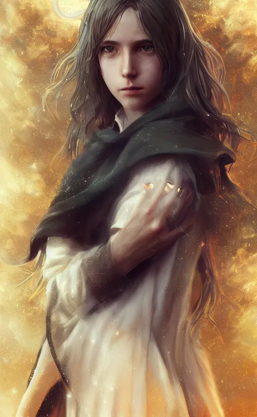 Image similar to a girl from final fantasy live action, hermione, evocative, mystical night, very very very very detailed, award winning, masterpiece digital painting by greg rutkowski, alex grey, artstation, 4 k wallpaper