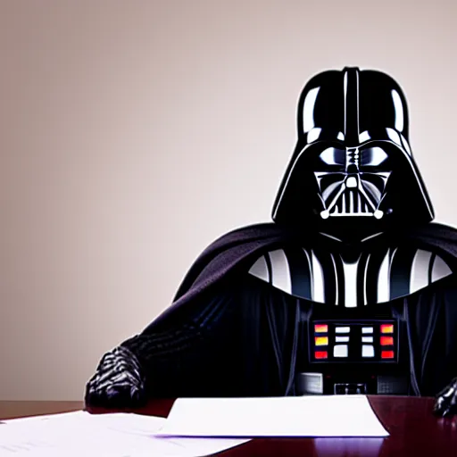 Image similar to darth vader using the force to do the taxes