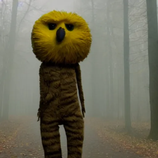 Prompt: Flat Eric talking a walk in Silent Hill