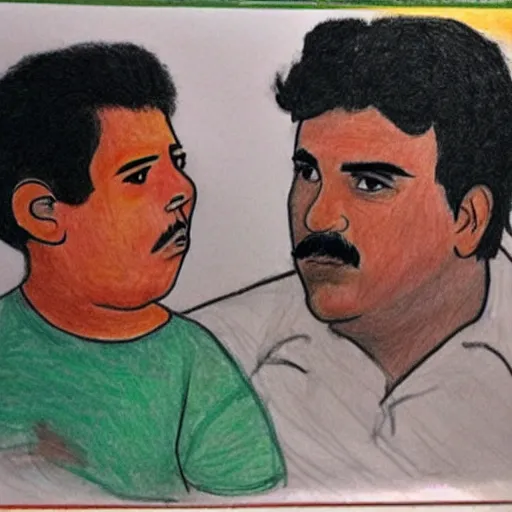 Image similar to child's drawing of pablo escobar