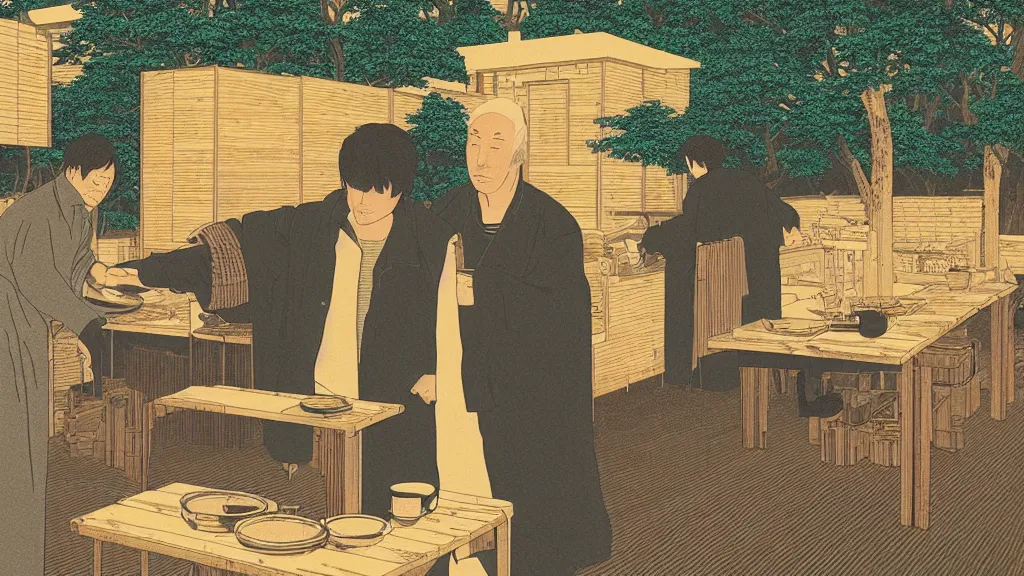 Image similar to Dad had been collecting Burnt toast and free bread from one of his apps, screen print by Kawase Hasui and dan hillier, 8k unreal engine