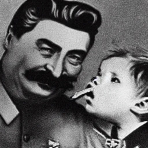 Image similar to josef stalin is eating children brutally