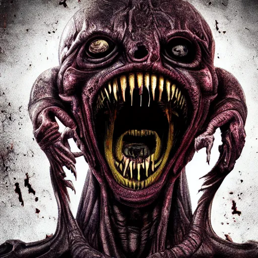 Image similar to creepy human face, screaming, unhuman, xenomorph, distorted, out of space, zombie, monster, human, sick, big dark veins, veins under skin, cinematic, epic, horror, texture, photorealistic