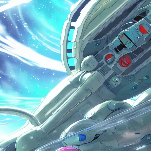 Prompt: Tardigrade shaped space ship in space, Hyper detailed, Anime, Gurren Lagan, 4k, Illustration