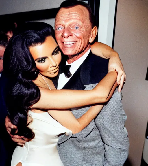 Image similar to Frank sinatra hugging kim kardashian