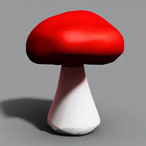 Prompt: Matte 3d low poly icon of a red mushroom, lat lighting, isometric perspective on pure white background, soft shadows, 3d render,