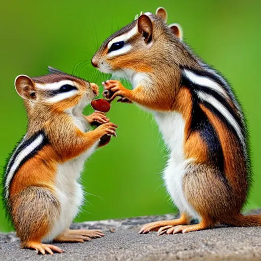 Image similar to two chipmunks fighting over a morsel of food