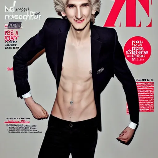 Image similar to really handsome gigachad xqc, beauty magazine photograph