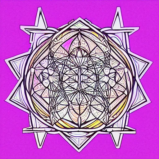 Image similar to colored pencil hatching bold lines sketch of a meditating yogi with ornate sacred geometry linework in the background, album cover hd