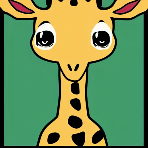 Prompt: cute cartoon baby giraffe in the African savanna, Ghibli, clipart