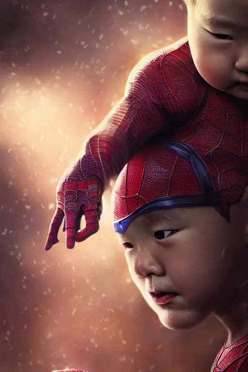 Prompt: majestic and regal portait of asian toddler spiderman, marvel, perfect face, beautiful, intricate, epic, elegant, fantasy, highly detailed, digital painting, hard focus, beautiful volumetric lighting, epic light, ultra detailed, by leesha hannigan, ross tran, thierry doizon, kai carpenter, ignacio fernandez rios