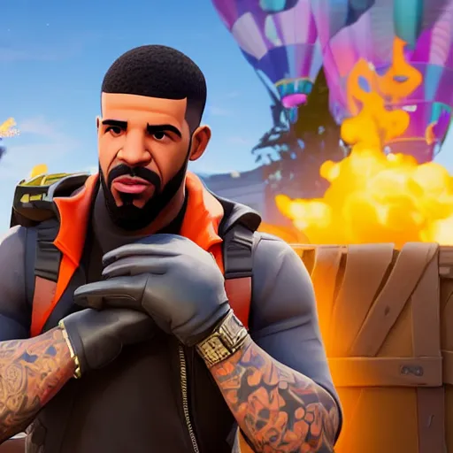 Image similar to Drake in Fortnite very detailed 4K quality super realistic