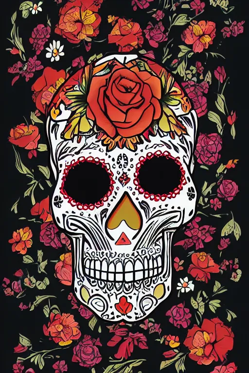 Image similar to illustration of a sugar skull day of the dead girl, art by denis villeneuve