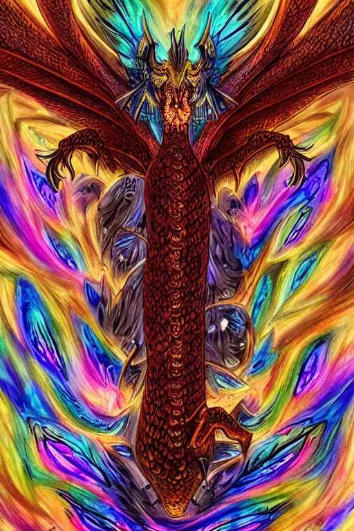 Prompt: iridescent amber dragon, symmetrical, highly detailed, digital art, sharp focus, trending on art station, anime art style