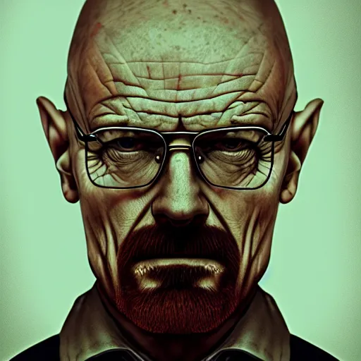 Prompt: Walter White, Zombie, Butcher, portrait, fantasy, medieval, vivid colors, elegant, concept art, sharp focus, beautiful face, digital art, Hyper-realistic, 4K, Unreal Engine, Highly Detailed, HD, Dramatic Lighting by Brom, trending on Artstation