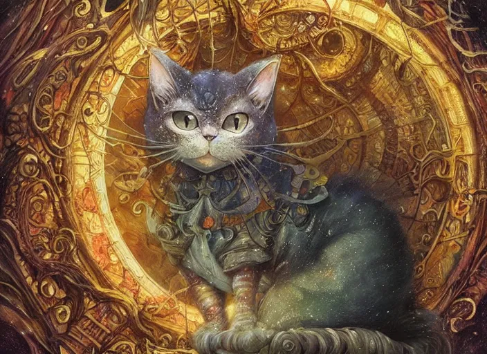 Prompt: magical cat, path traced, highly detailed, high quality, digital painting, by studio ghibli, lise deharme, alexander jansson, paul lehr, tim white, hans zatzka, george stubbs, louis wain, alphonse mucha