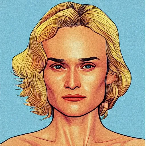 Image similar to “ diane kruger retro minimalist portrait by jean giraud, moebius starwatcher comic, 8 k ”