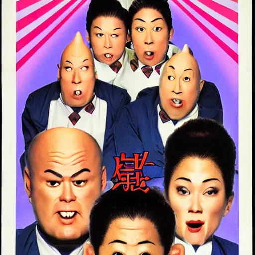 Prompt: coneheads, japanese vhs cover art, detailed facial expressions h - 1 0 2 4 w - 5 1 2