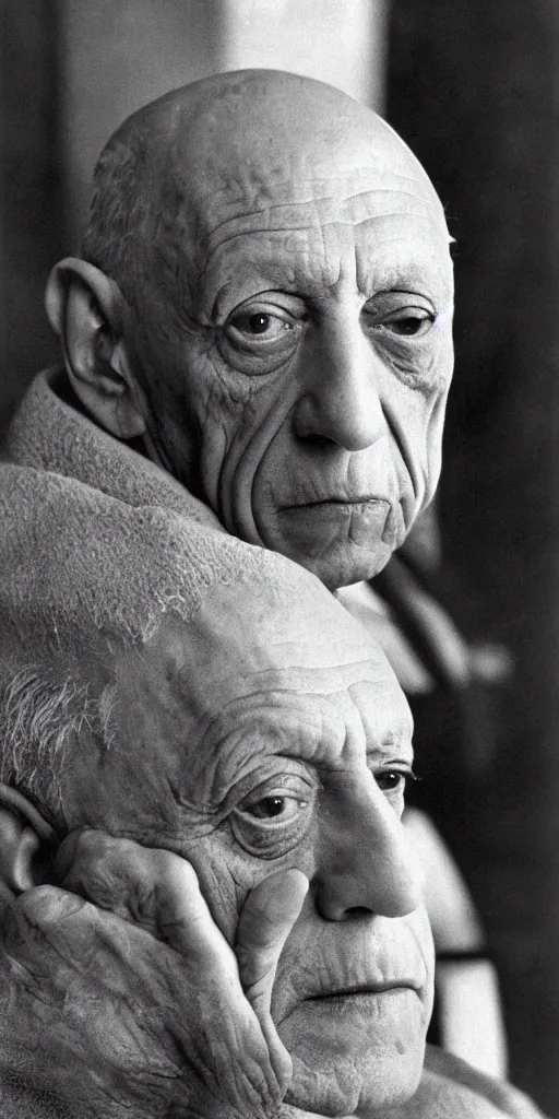Prompt: desaturated photograph of pablo picasso by salvador dali