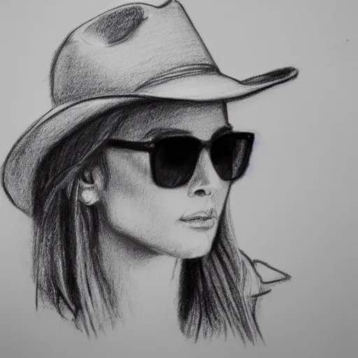 A girl wearing Sun Hat and Sunglass, Draw a girl