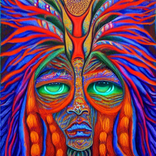 Prompt: ayahuasca visionary art, award winning oil painting