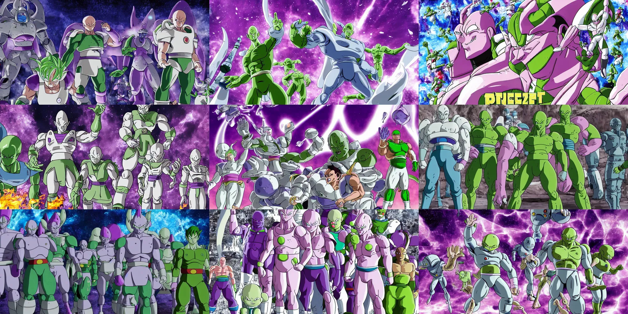 Prompt: freezer on planet namek review his troops, cinematic, akira toryama