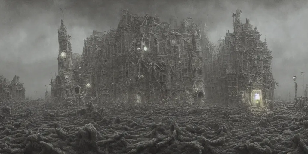 Image similar to spongebob drawn by beksinski, realistic 4 k octane beautifully detailed render, 4 k post - processing, highly detailed, intricate complexity, epic composition, magical atmosphere, cinematic lighting, masterpiece, ultra hd