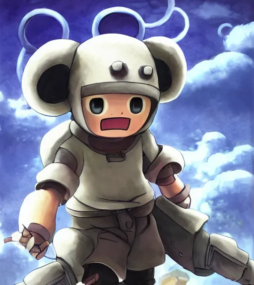 Prompt: attractive little boy wearing an cyborg bear suit, artwork in kentaro miura and made in abyss and sakimichan, inspired in super bomberman, smooth, beautiful lightness, anatomically correct, trending on pixiv, moon