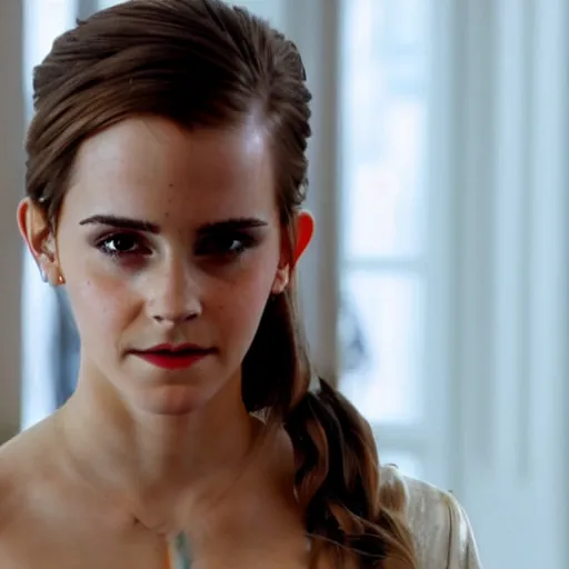 Image similar to A still of Emma Watson as Kim Kardashian