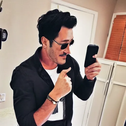 Image similar to a high quality photo of handsome markiplier, gigachad