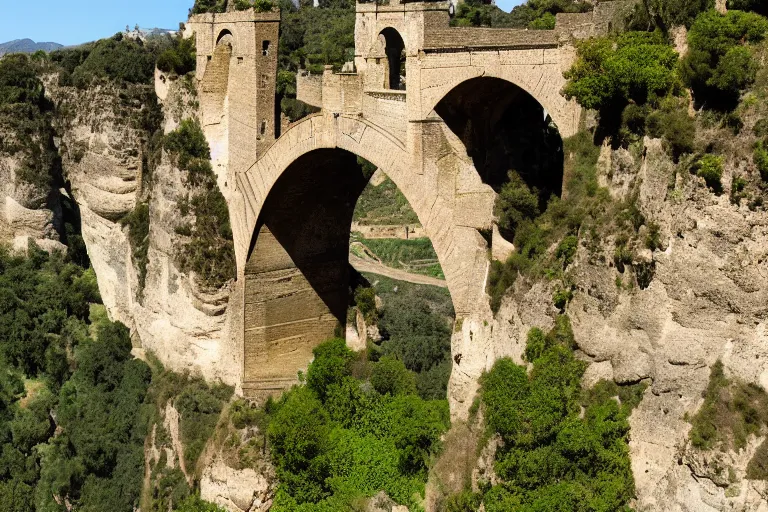 Prompt: a photo of the bridge at ronda, spain, award winning photograph 4 k hd