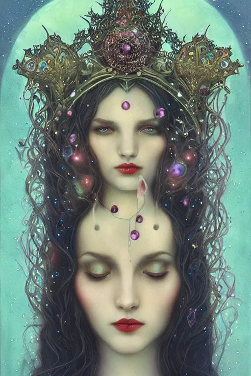Image similar to jeweled Crown, other worldly, fairy summer court, art nouveau, by Anato Finnstark, Tom Bagshaw, Brom