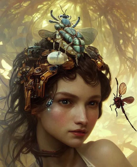 Prompt: portrait of a insect creature, adorable, childlike, milky way environment, ultra realistic, concept art, intricate details, cheerful, highly detailed, photorealistic, octane render, 8 k, unreal engine. art by christopher marley and artgerm and greg rutkowski and alphonse mucha