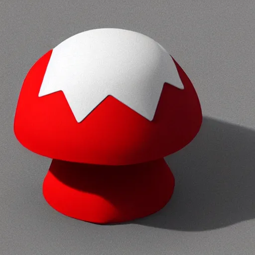 Image similar to Matte 3d low poly icon of a red mushroom with white spots, lat lighting, isometric perspective on pure white background, soft shadows, 3d render,