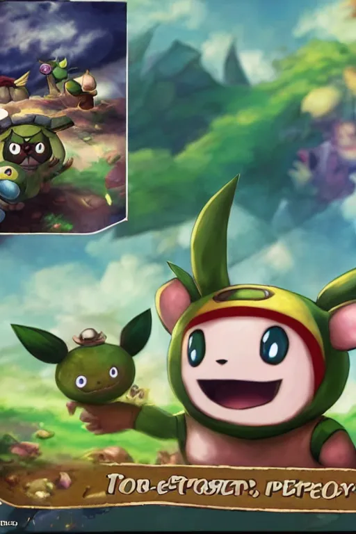 Image similar to teemo, a pokemon trading card of teemo, highly detailed pokemon trading card screenshot