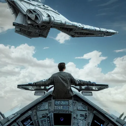 Image similar to hyperrealistic jeff goldblum piloting millennium falcon, stunning 3 d render inspired by istvan sandorfi & xiang duan, perfect symmetry, dim volumetric cinematic lighting, 8 k octane comprehensive render, extremely mega hyper - detailed and lifelike attributes & atmosphere, intricate, realistic flesh texture, masterpiece, artstation, stunning,