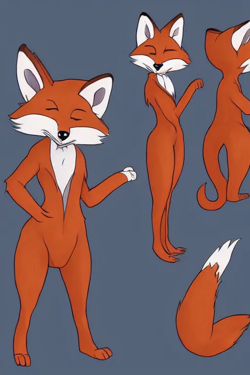 Image similar to an anthropomorphic fox, fursona!!! by don bluth, by kawacy, trending on artstation, full body