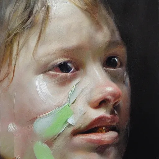 Image similar to high quality high detail painting by jenny saville, hd, pretty girl daydreaming, wind, photorealistic lighting