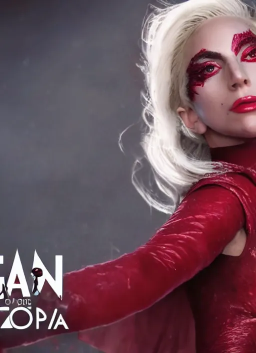 Prompt: screen of lady gaga as the scarlet witch in wandavision, High resolution. Highly detailed. Dramatic. 8k.4k.