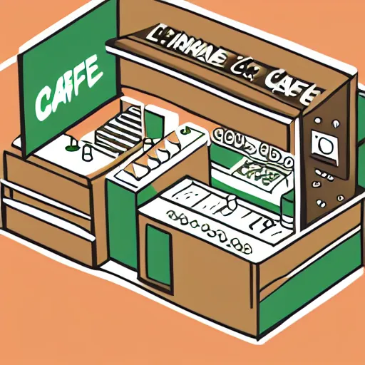 Prompt: hand - drawn minimalistic line portrait of cannabis cafe, isometric, inked, digital art