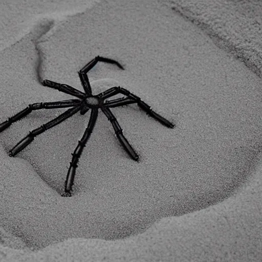 Image similar to a photo of a sand castle, which looks like a spider, trending on artstation