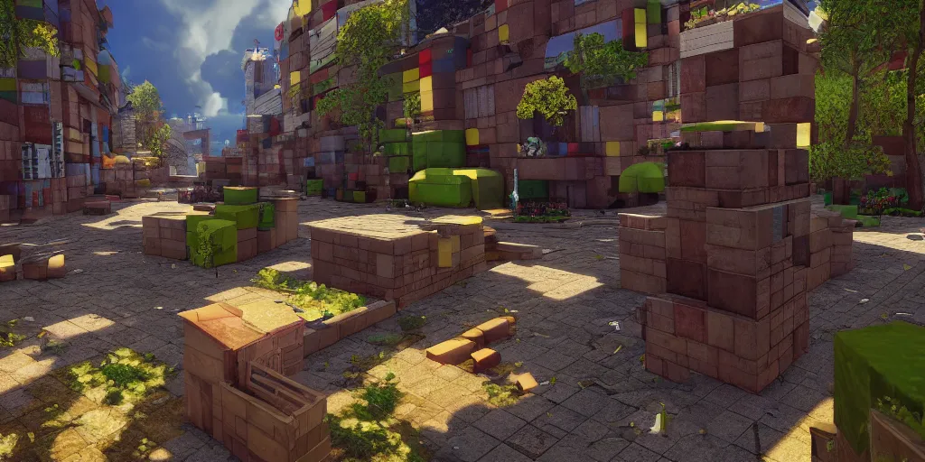 Image similar to tetris, video game cutscene, unreal engine 5, render, ray tracing