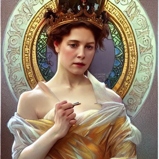 Image similar to amazing lifelike award winning pencil illustration of the queen mother trending on art station artgerm Greg rutkowski alphonse mucha cinematic