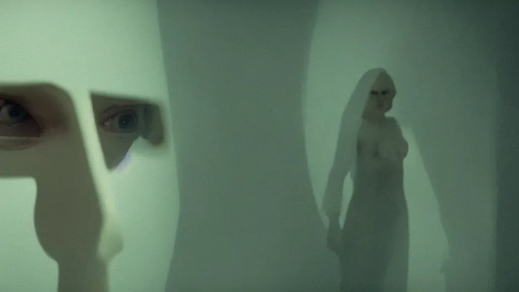 Image similar to the creature that looked me in the eye, film still from the movie directed by Denis Villeneuve with art direction by Salvador Dalí, wide lens