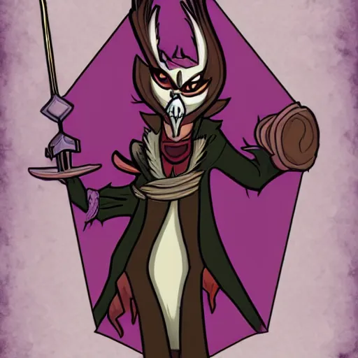 Image similar to Stolas Helluva Boss, D&D Character card, By VivziePop