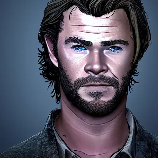 Image similar to portrait of chris hemsworth in style of telltale games the walking dead