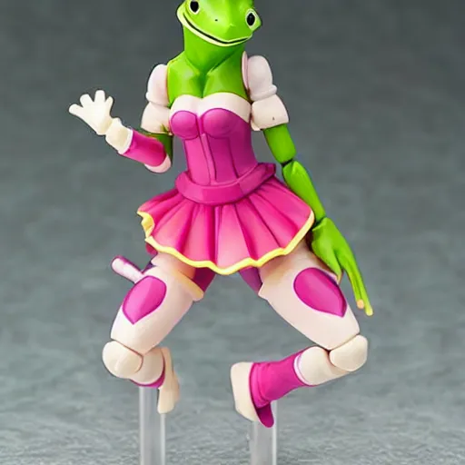 Image similar to Figma figurine of an anime girl dressed up as a frog, cute