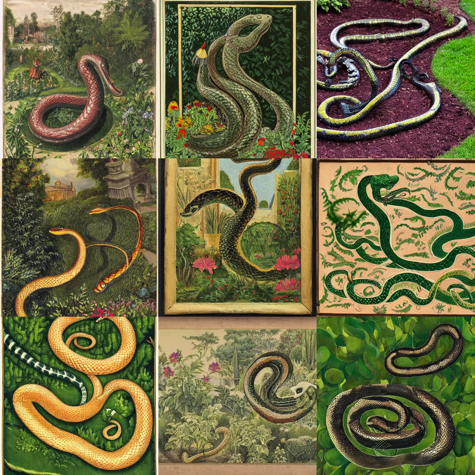 Prompt: A serpent in a garden