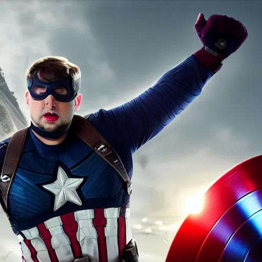 Image similar to Boogie2988 as Captain America, epic, movie still, photorealistic, cinematic, 8k,